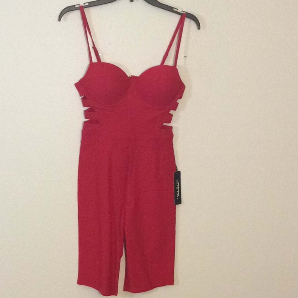 Red Cut-Out Capri Romper